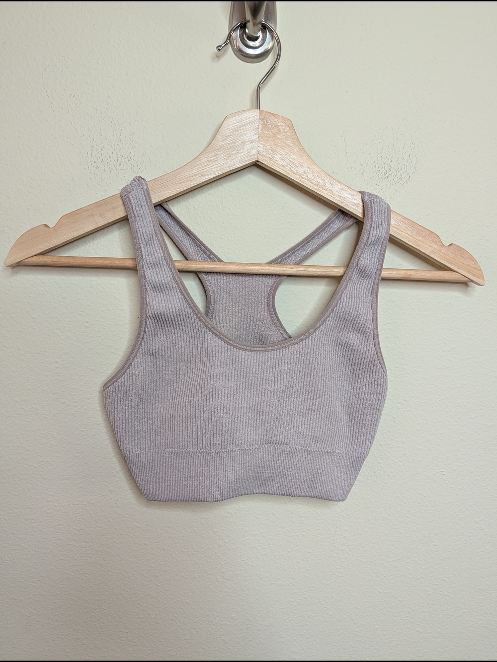 Aerie Ribbed Racerback Bralette Taupe Small